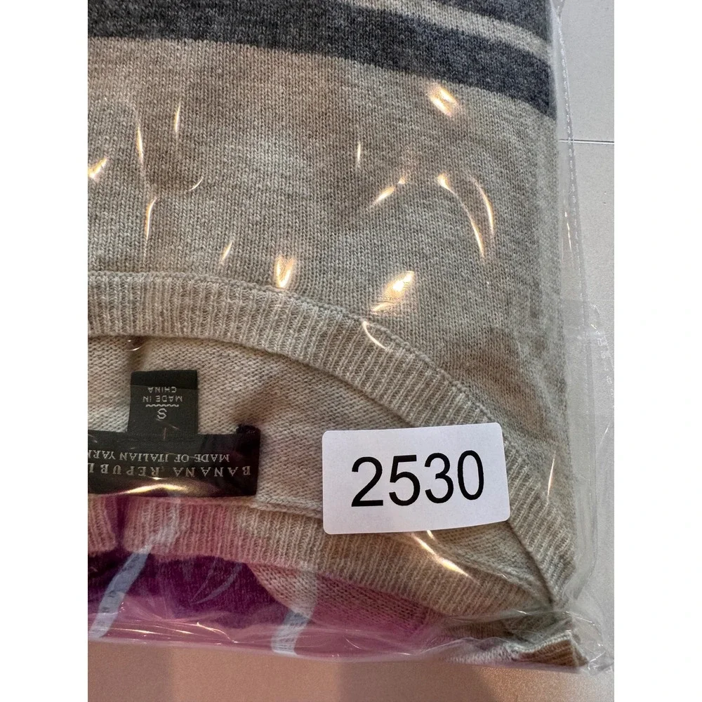 Banana‎ Republic Wool Blend Sweater Dress Striped Beige Gray Made S Acde